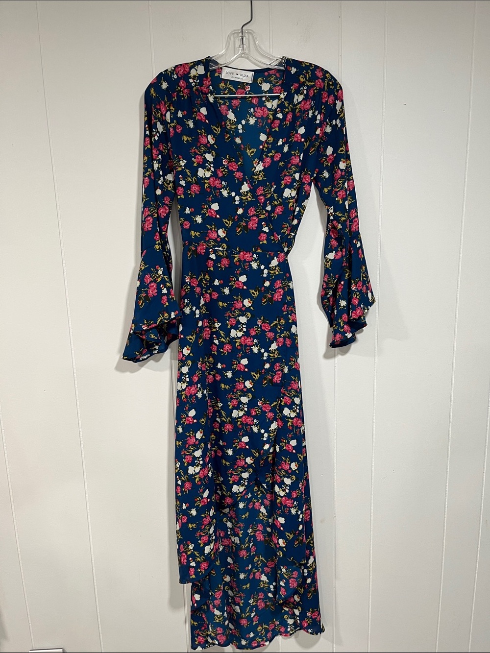 Love Kuza L A dress floral Sz S maxi wrap tie DRESS Dark romance Whimsgoth flowy